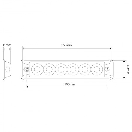 R65 Super-Slim Warning Lamp - 6-LED